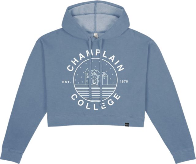 Champlain College Women's Pigment Dyed Crop Fleece Hood - ONLINE ONLY