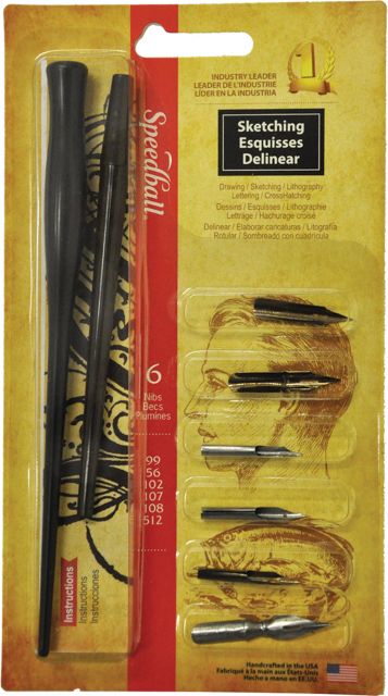 Sketching Pen Set 6 Dip Pends And 2 Holders