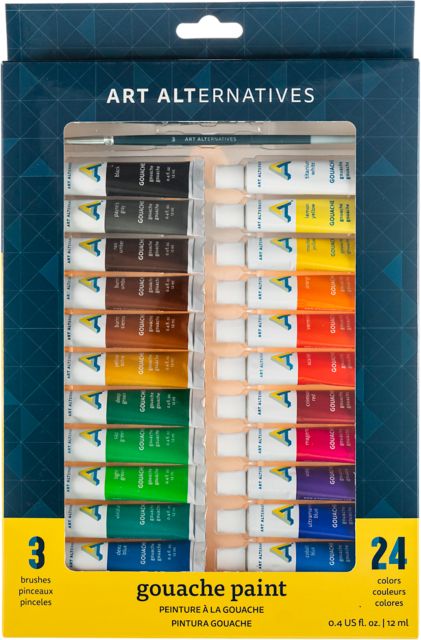 ECONOMY GOUACHE PAINT SET 12ML TUBES 24-COLORS