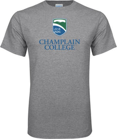 Champlain T Shirt Champlain College w/ Shield Stacked - ONLINE ONLY
