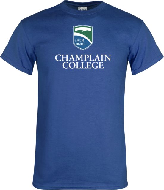 Champlain T Shirt Champlain College w/ Shield Stacked - ONLINE ONLY