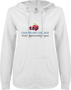 Champlain ENZA Ladies V Notch Raw Edge Fleece Hoodie Tap Lock Up Centered - ONLINE ONLY