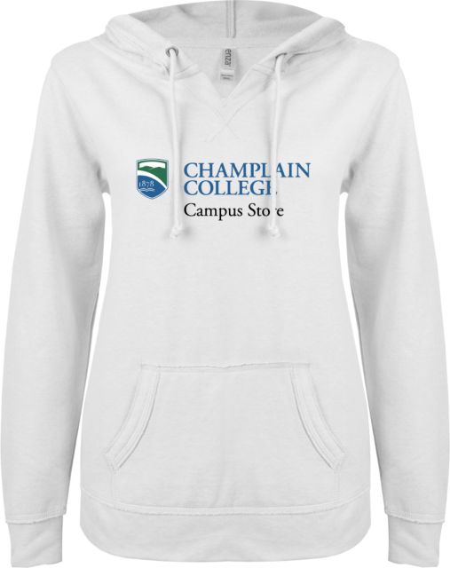 Champlain ENZA Ladies V Notch Raw Edge Fleece Hoodie Campus Store - ONLINE ONLY