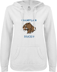 Champlain ENZA Ladies V Notch Raw Edge Fleece Hoodie Champlain Rugby - ONLINE ONLY