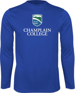 Champlain Performance Long Sleeve Shirt Champlain College w/ Shield Stacked - ONLINE ONLY