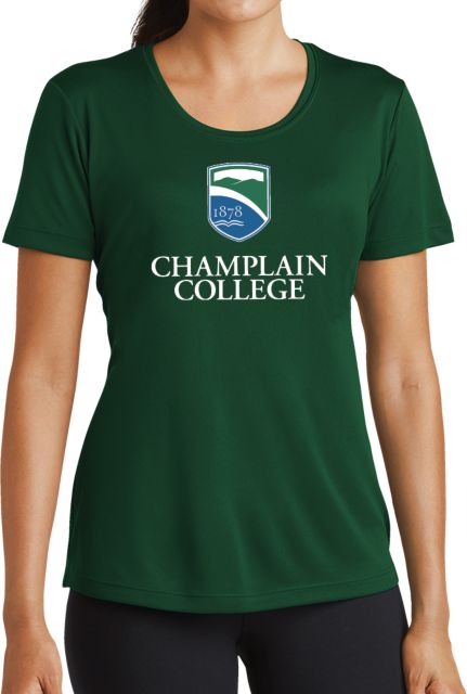 Champlain Womens Performance Short Sleeve Tee Champlain College w/ Shield Stacked - ONLINE ONLY
